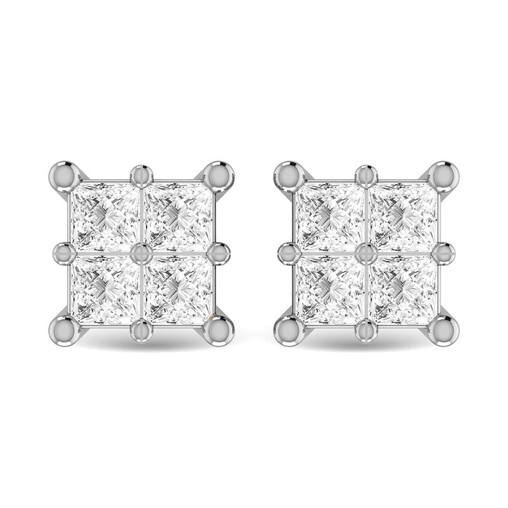 Diamond 1/2 Ct.Tw. Princess Cut Fashion Earrings in 14K White Gold