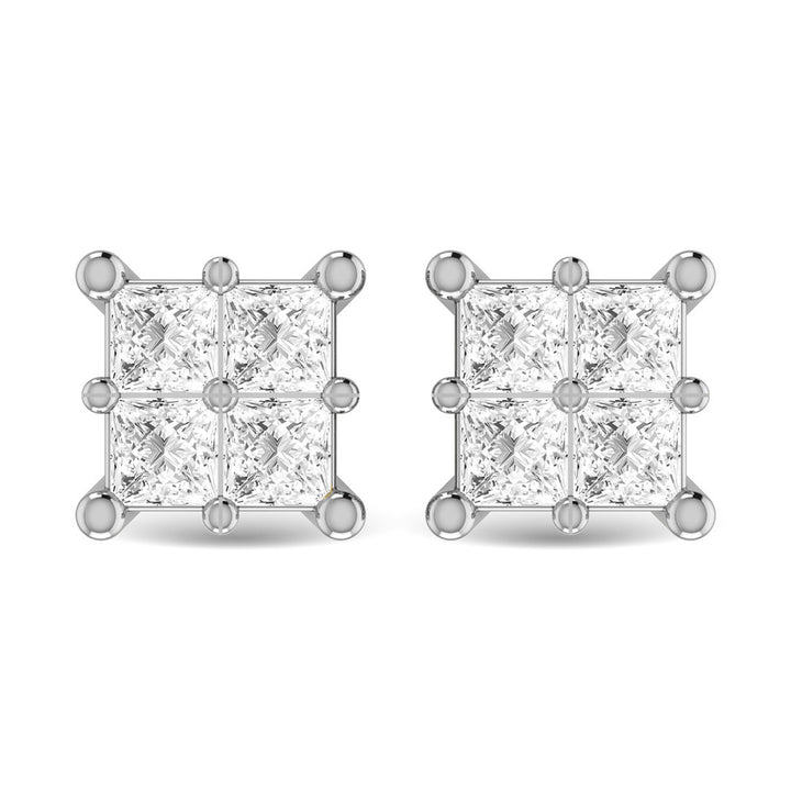 Diamond 1/6 Ct.Tw. Princess Cut Fashion Earrings in 14K White Gold