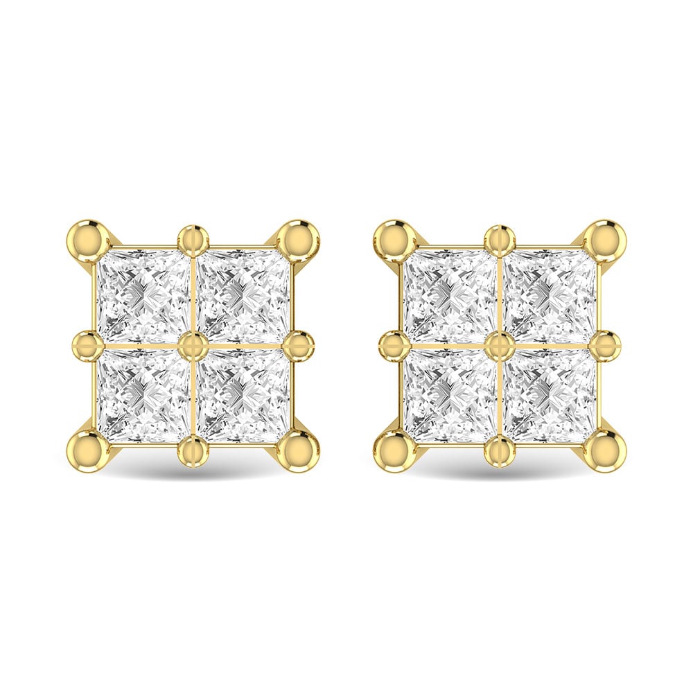 Diamond 1/3 Ct.Tw. Princess Cut Fashion Earrings in 14K Yellow Gold