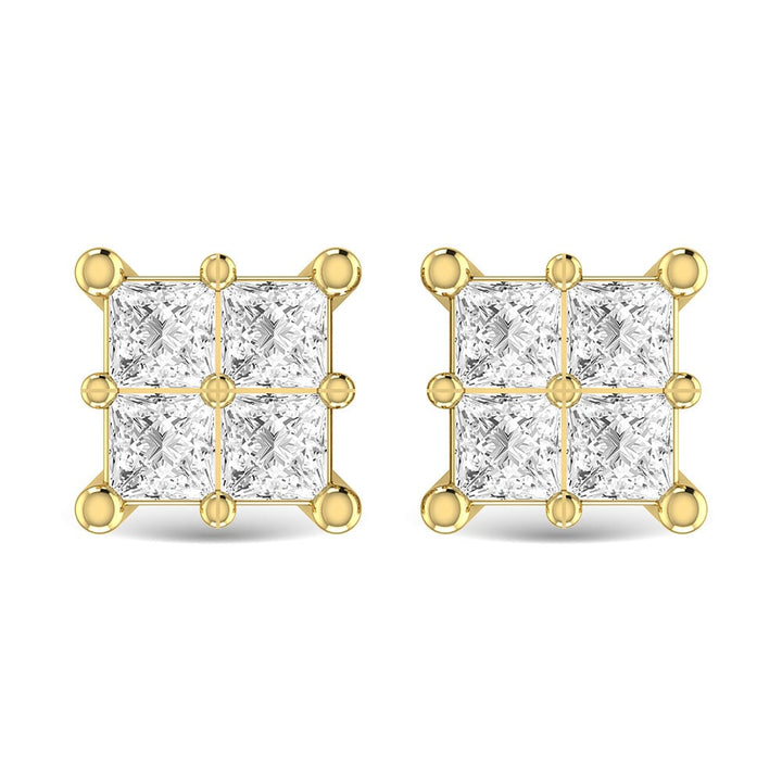 Diamond 1/3 Ct.Tw. Princess Cut Fashion Earrings in 14K Yellow Gold