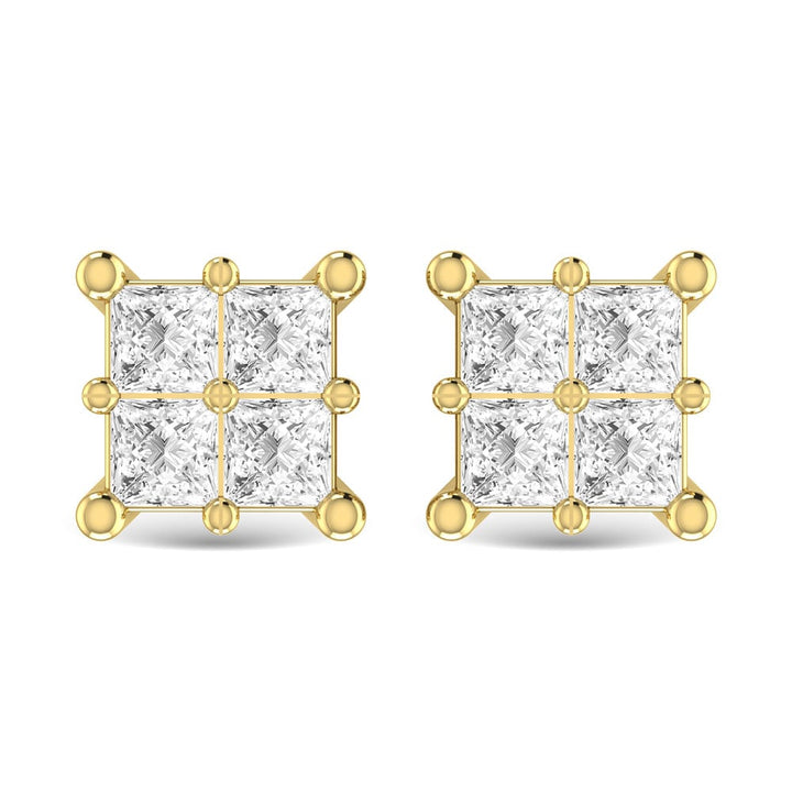 Diamond 1/6 Ct.Tw. Princess Cut Fashion Earrings in 14K Yellow Gold