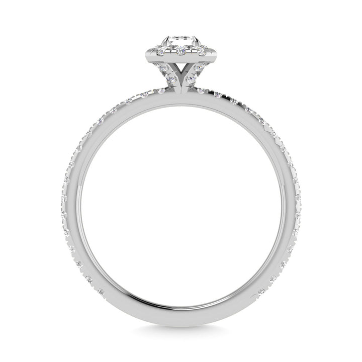 Diamond 3/4 Ct.Tw. Center Emerald Engagement Ring in 14K White Gold