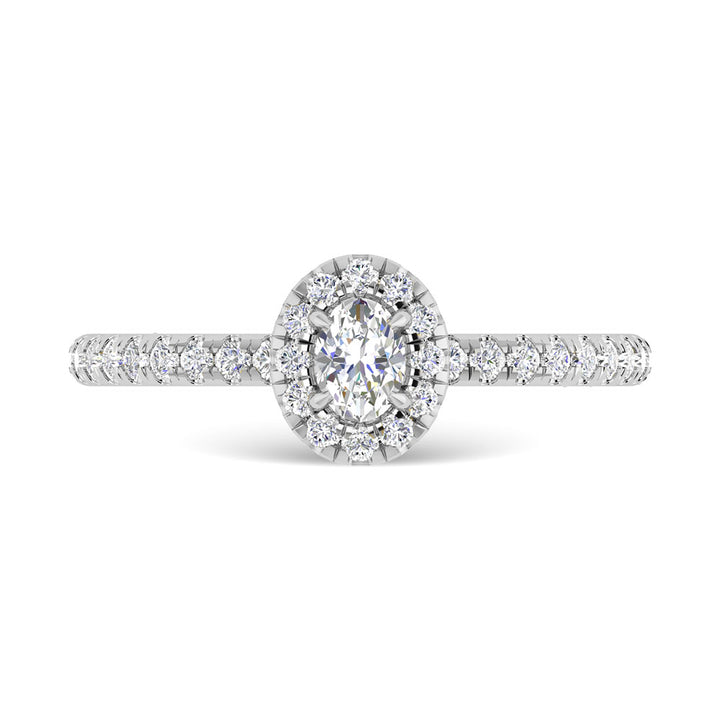 Diamond 3/4 Ct.Tw. Oval Cut Engagement Ring in 14K White Gold