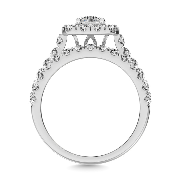 Diamond 2 Ct.tw Round Cut Halo Bridal Ring in 14K White Gold