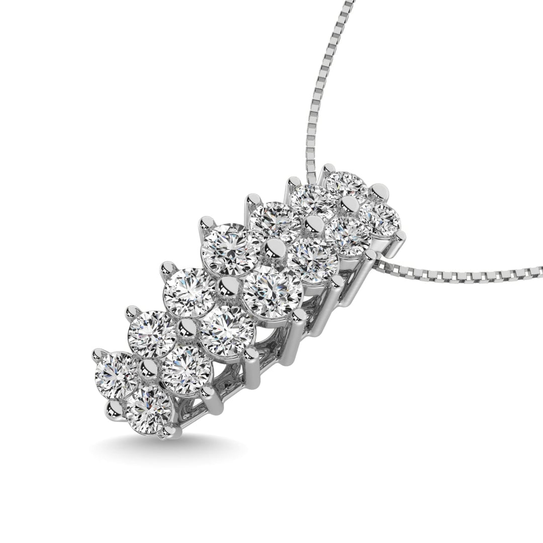 Diamond 1 1/2 Ct.tw Round Cut Pyramid Pendant in 14K White Gold