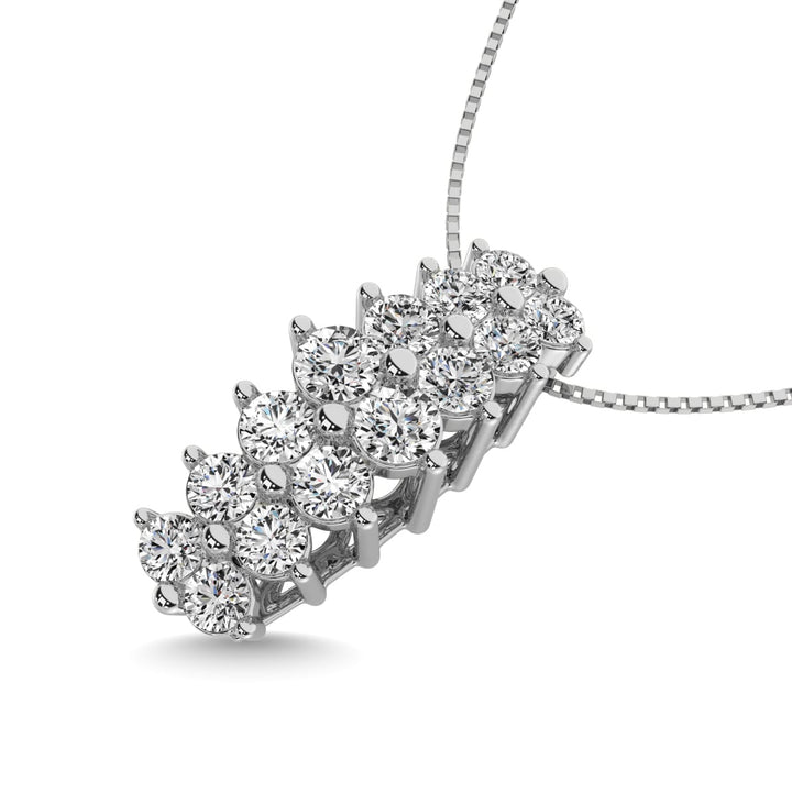 Diamond 1 1/2 Ct.tw Round Cut Pyramid Pendant in 14K White Gold