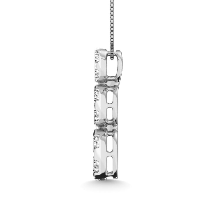 Diamond 1 1/3 Ct.tw Three Stone Flower Pendant in 14K White Gold