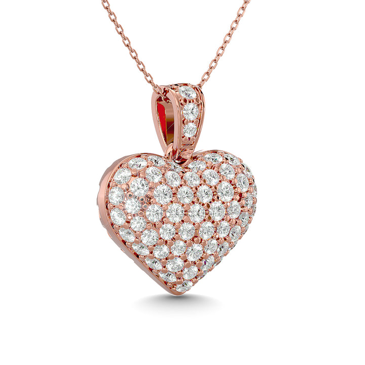 Diamond 1 1/2 Ct.tw Heart Pendant in 10K Pink Gold