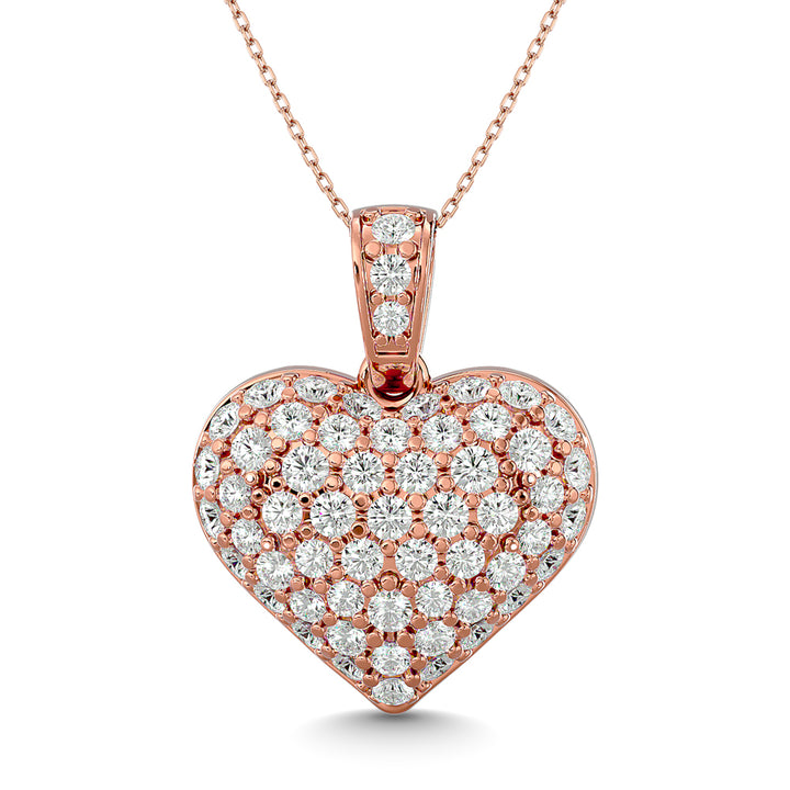 Diamond 1 Ct.tw Heart Pendant in 10K Pink Gold