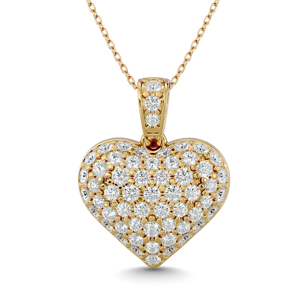 Diamond 1 1/2 ct tw Heart Pendant in 10K Yellow Gold