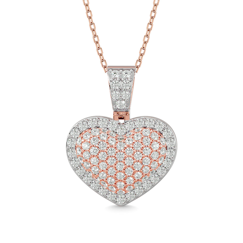 Diamond 1 Ct.tw Heart Pendant in 10K Pink Gold With White Gold Touch