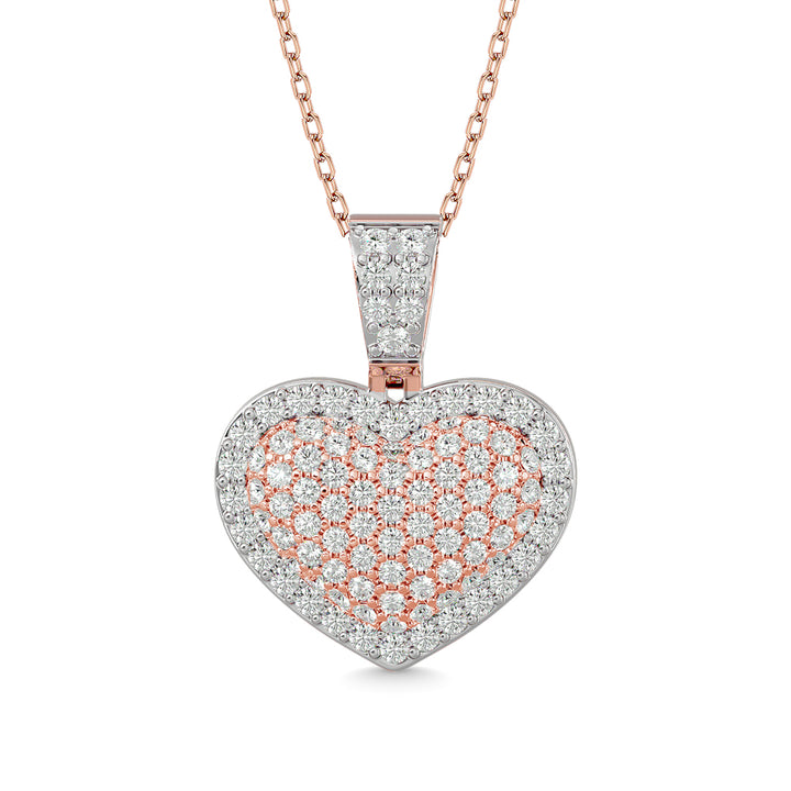 Diamond 1 Ct.tw Heart Pendant in 10K Pink Gold With White Gold Touch