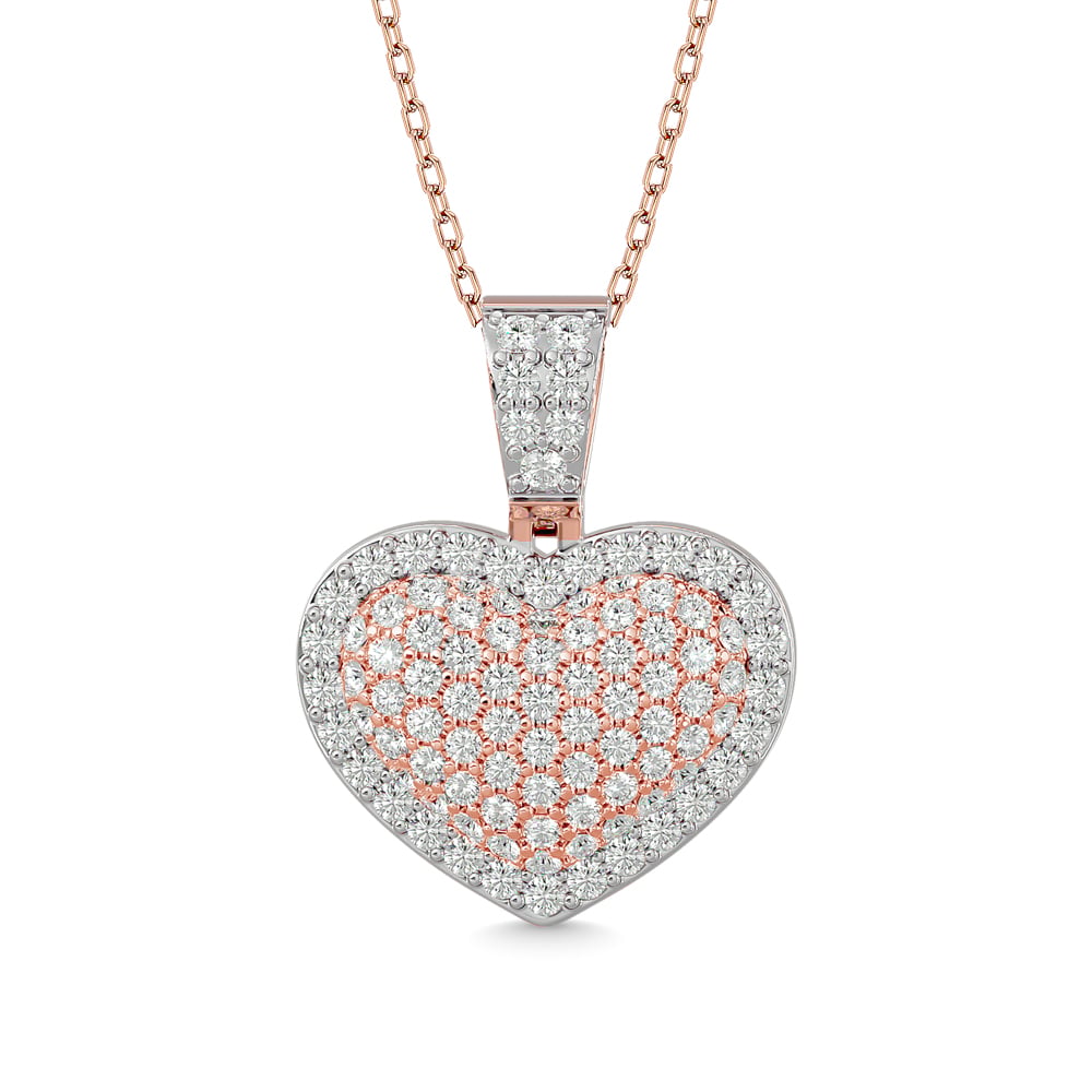 Diamond 1 1/2 ct tw Heart Pendant in 10K Pink Gold With White Gold Touch