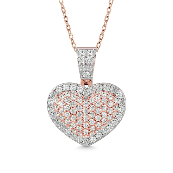 Diamond 1 1/2 ct tw Heart Pendant in 10K Pink Gold With White Gold Touch