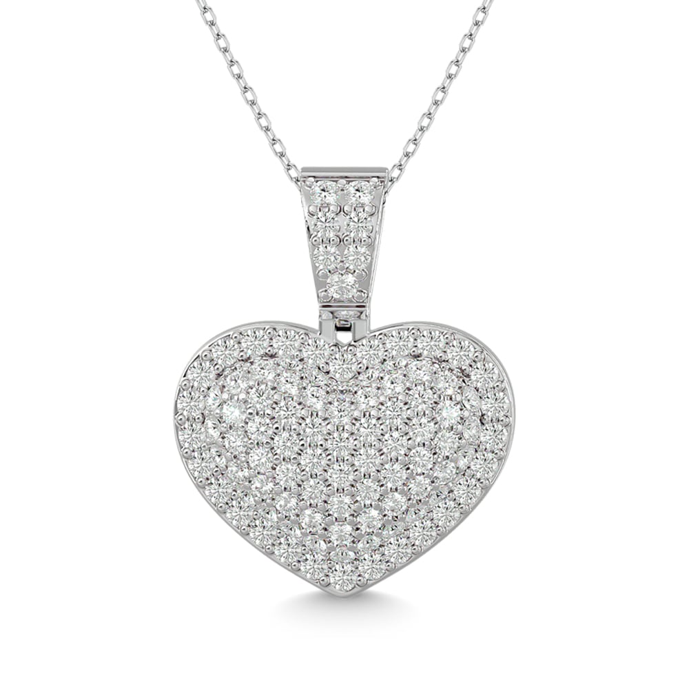 Diamond 1 1/2 ct tw Heart Pendant in 10K White Gold