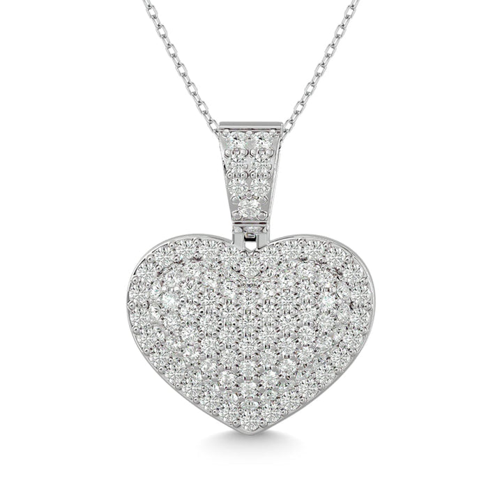 Diamond 1 1/2 ct tw Heart Pendant in 10K White Gold
