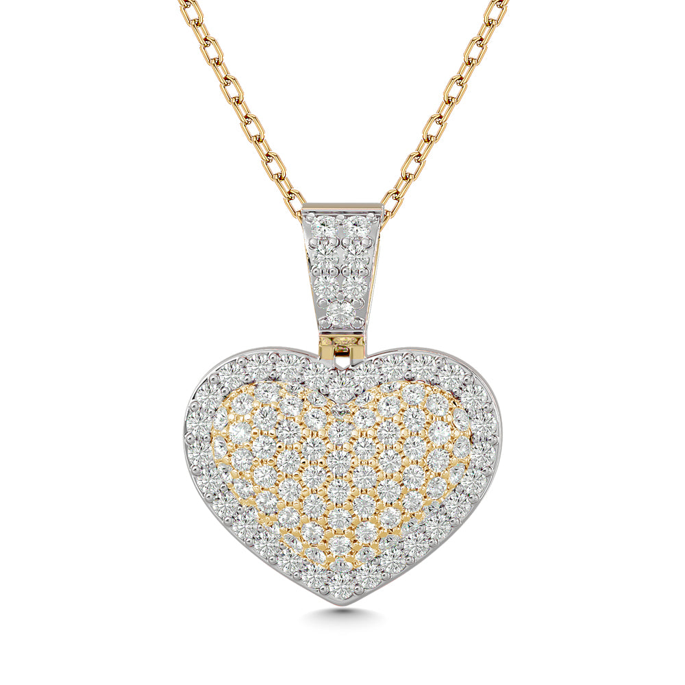 Diamond 1 Ct.tw Heart Pendant in 10K Yellow Gold With White Gold Touch
