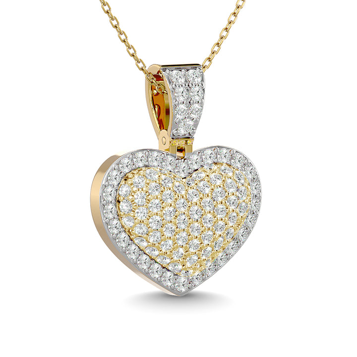 Diamond 1 Ct.tw Heart Pendant in 10K Yellow Gold With White Gold Touch