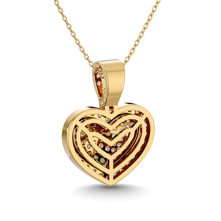 Diamond 1 Ct.tw Heart Pendant in 10K Yellow Gold With White Gold Touch