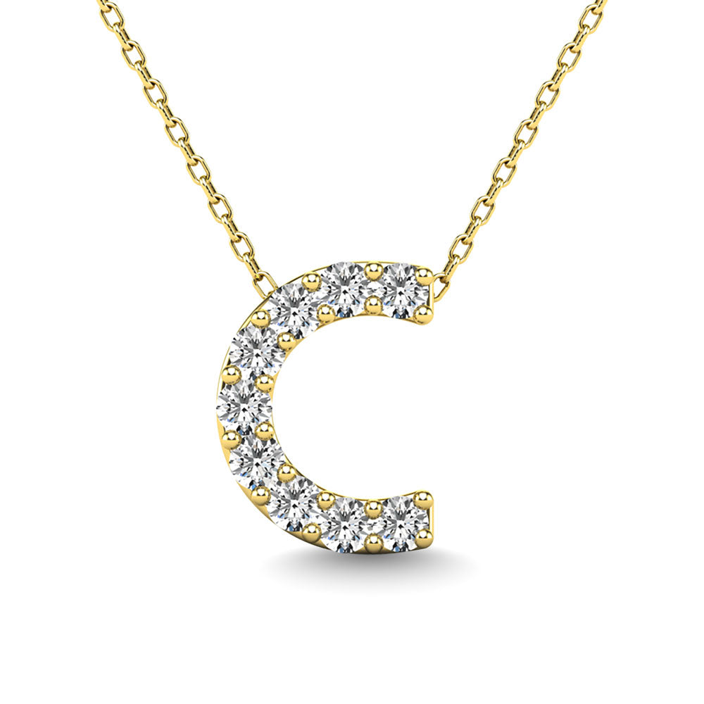 Diamond 1/10 Ct.Tw. Letter C Pendant in 14K Yellow Gold