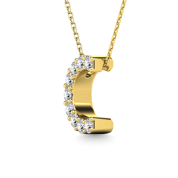 Diamond 1/10 Ct.Tw. Letter C Pendant in 14K Yellow Gold