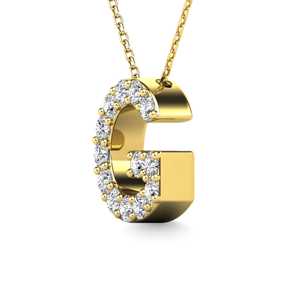 Diamond 1/8 Ct.Tw. Letter G Pendant in 14K Yellow Gold