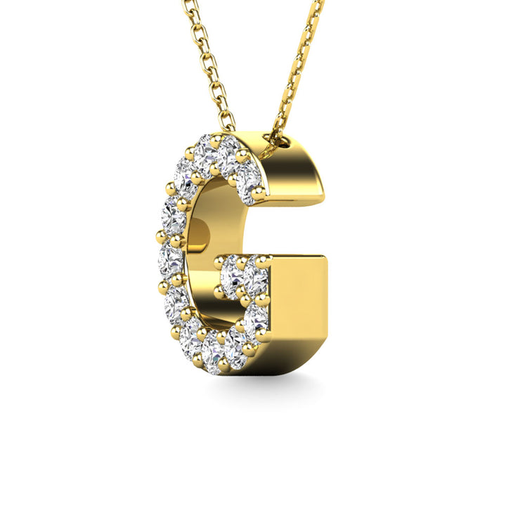 Diamond 1/8 Ct.Tw. Letter G Pendant in 14K Yellow Gold