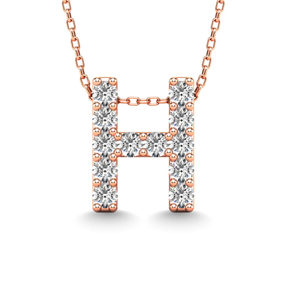 Diamond 1/8 Ct.Tw. Letter H Pendant in 14K Rose Gold