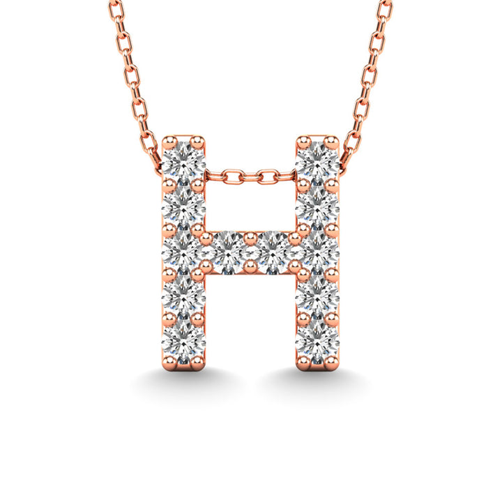 Diamond 1/8 Ct.Tw. Letter H Pendant in 14K Rose Gold