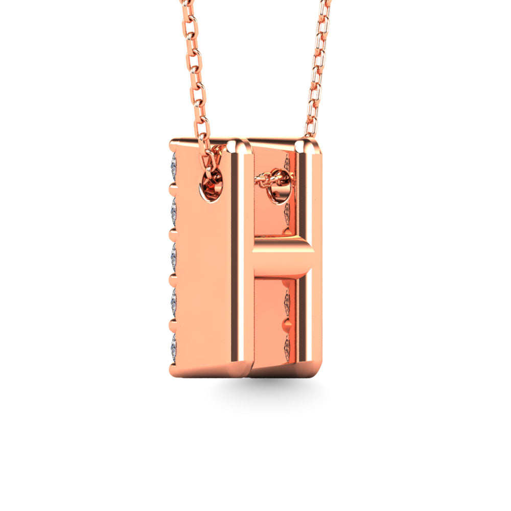 Diamond 1/8 Ct.Tw. Letter H Pendant in 14K Rose Gold