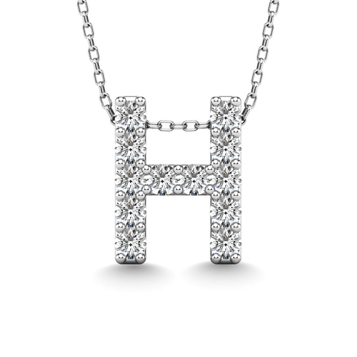 Diamond 1/8 Ct.Tw. Letter H Pendant in 14K White Gold