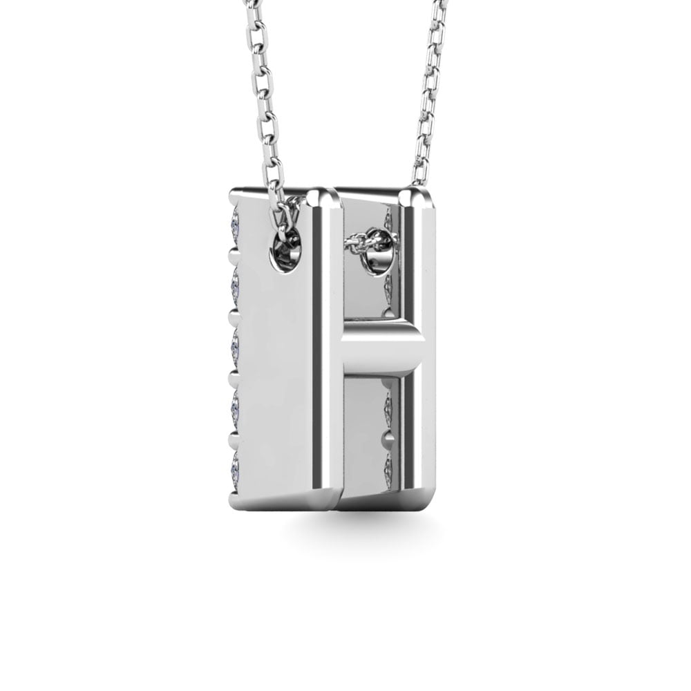 Diamond 1/8 Ct.Tw. Letter H Pendant in 14K White Gold