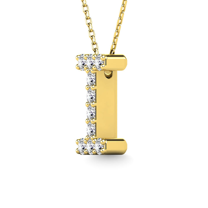 Diamond 1/10 Ct.Tw. Letter I Pendant in 14K Yellow Gold