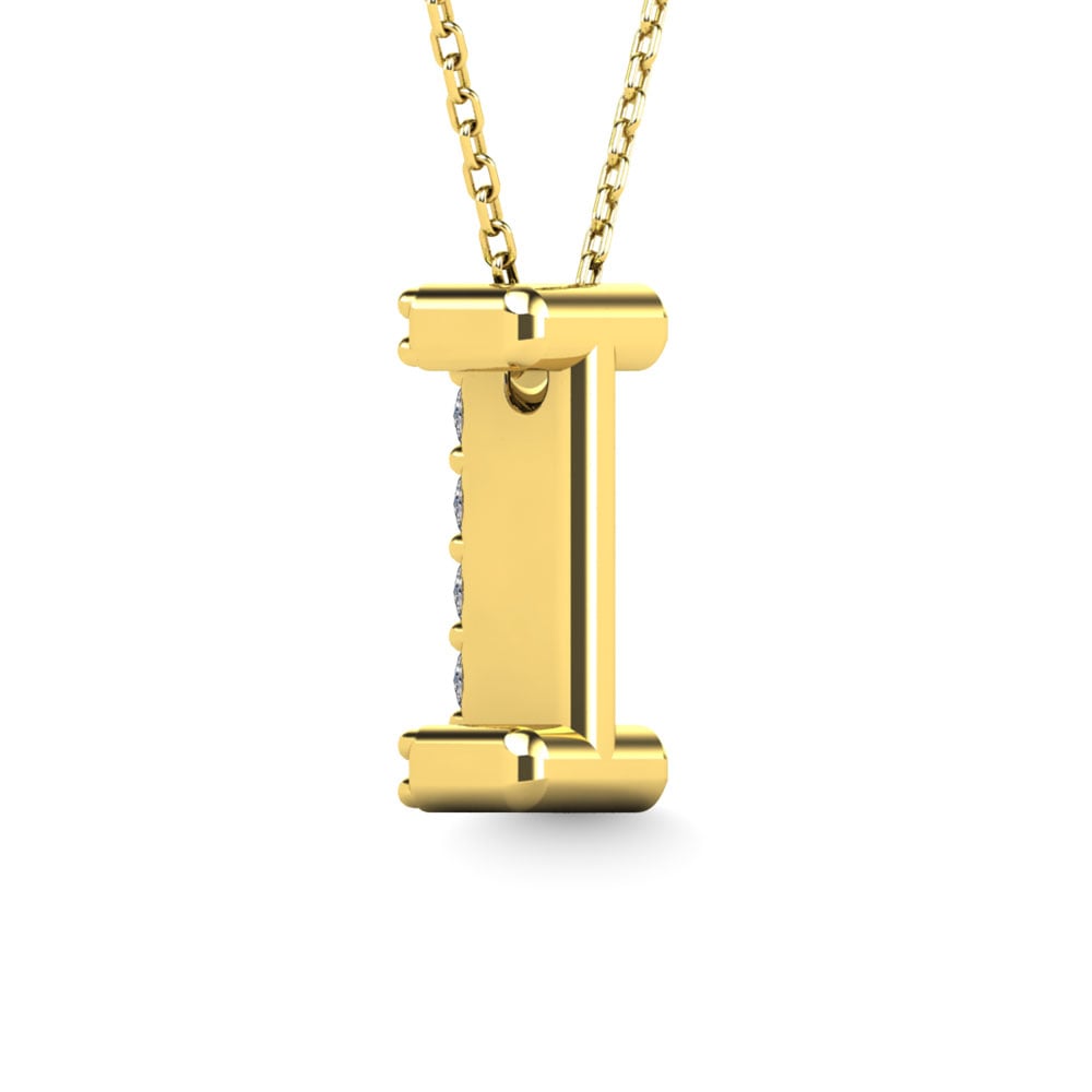 Diamond 1/10 Ct.Tw. Letter I Pendant in 14K Yellow Gold