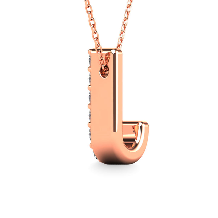 Diamond 1/10 Ct.Tw. Letter J Pendant in 14K Rose Gold