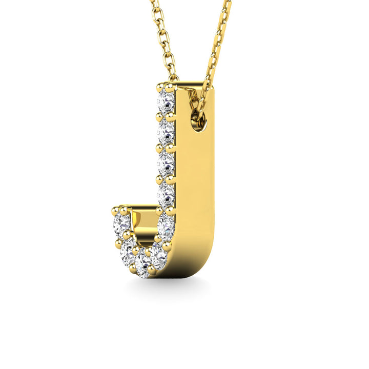Diamond 1/10 Ct.Tw. Letter J Pendant in 14K Yellow Gold