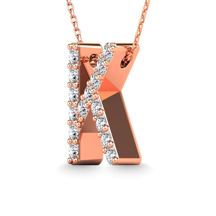 Diamond 1/8 Ct.Tw. Letter K Pendant in 14K Rose Gold