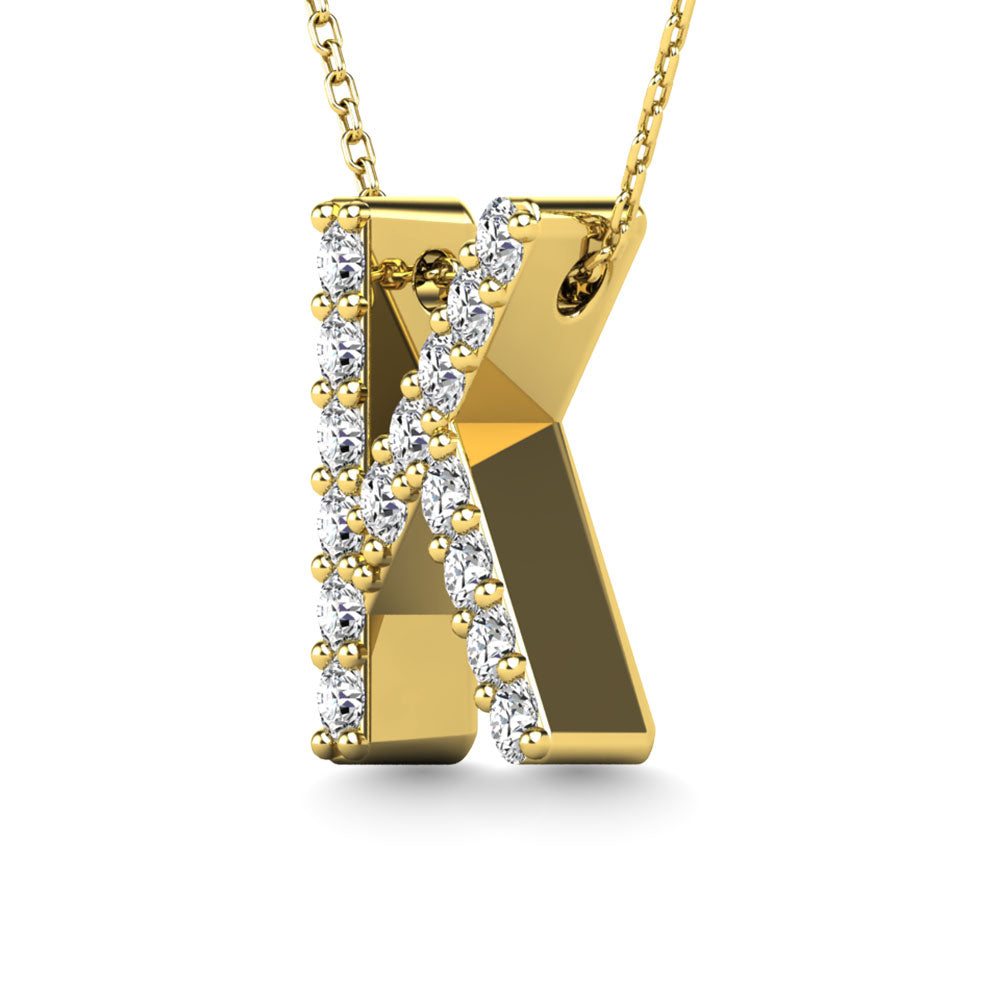 Diamond 1/8 Ct.Tw. Letter K Pendant in 14K Yellow Gold