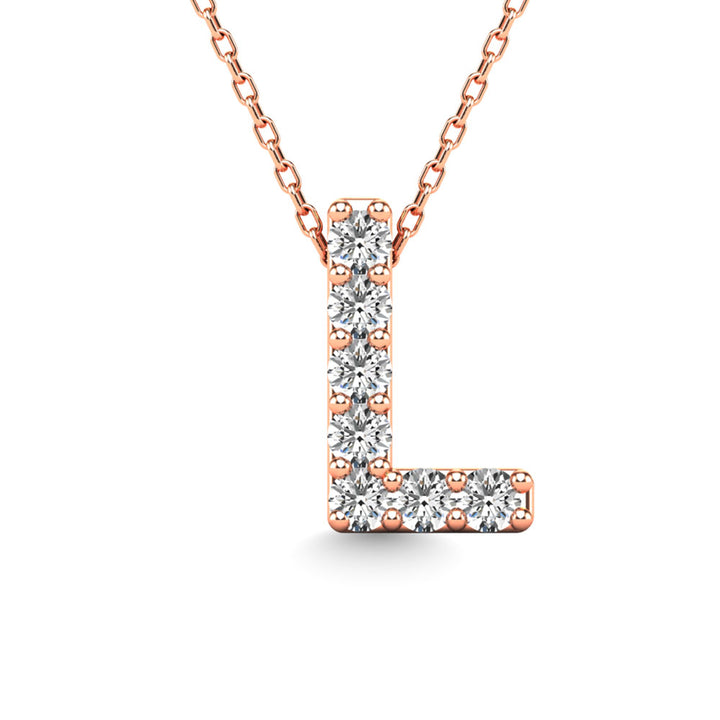 Diamond 1/20 Ct.Tw. Letter L Pendant in 14K Rose Gold