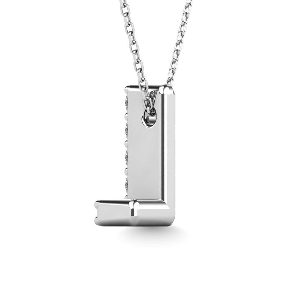 Diamond 1/20 Ct.Tw. Letter L Pendant in 14K White Gold