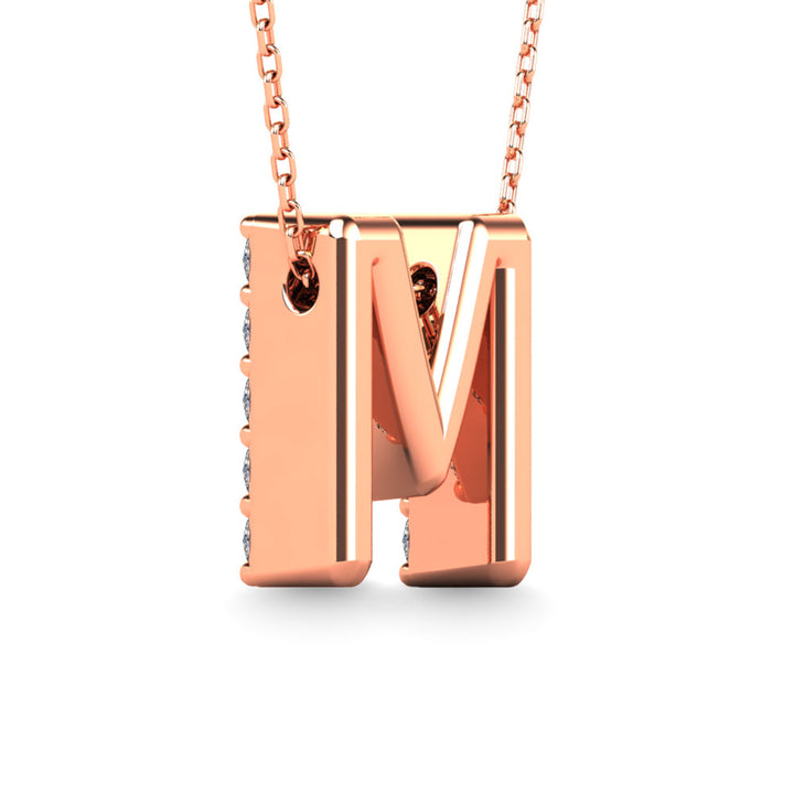 Diamond 1/6 Ct.Tw. Letter M Pendant in 14K Rose Gold