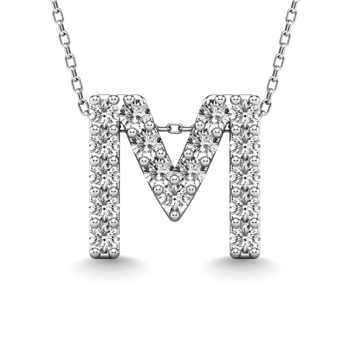 Diamond 1/6 Ct.Tw. Letter M Pendant in 14K White Gold