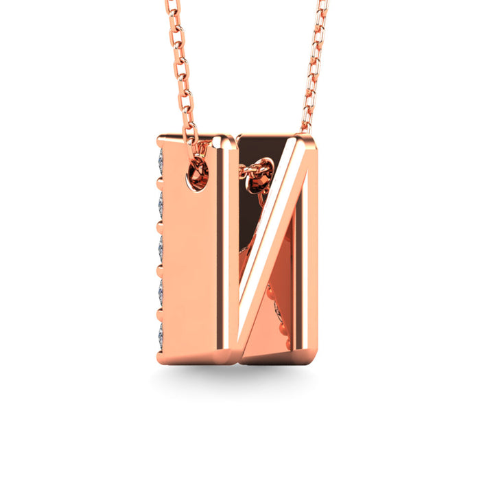Diamond 1/6 Ct.Tw. Letter N Pendant in 14K Rose Gold