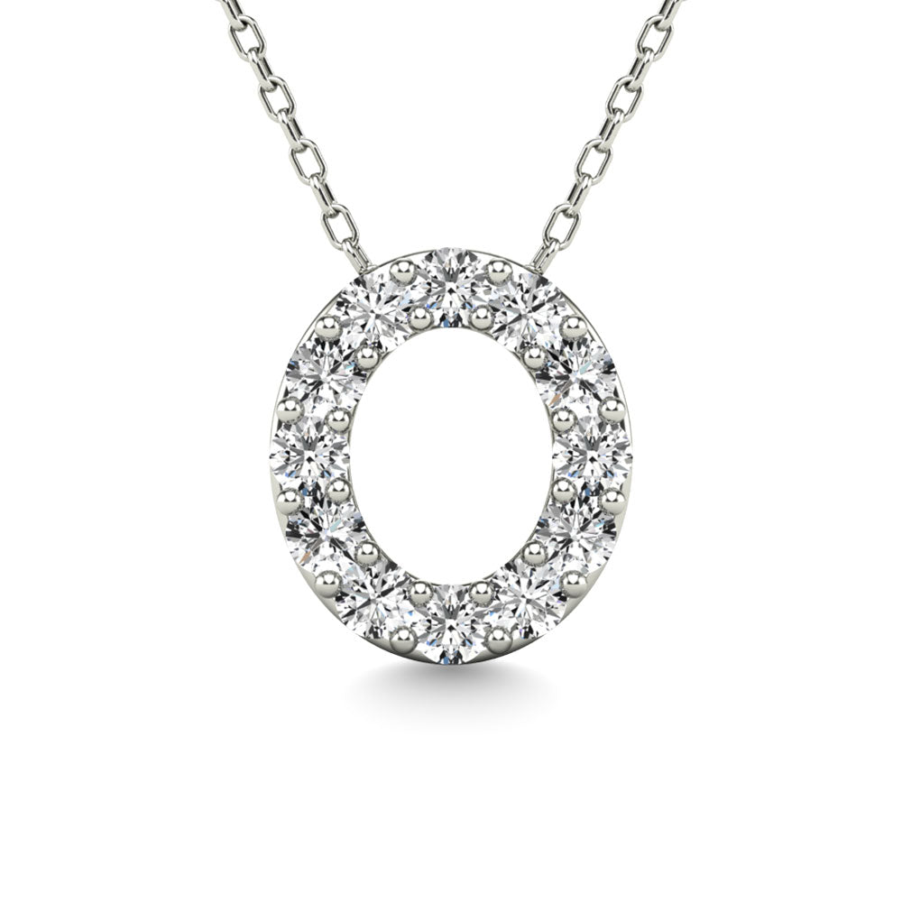 Diamond 1/8 Ct.Tw. Letter O Pendant in 14K White Gold