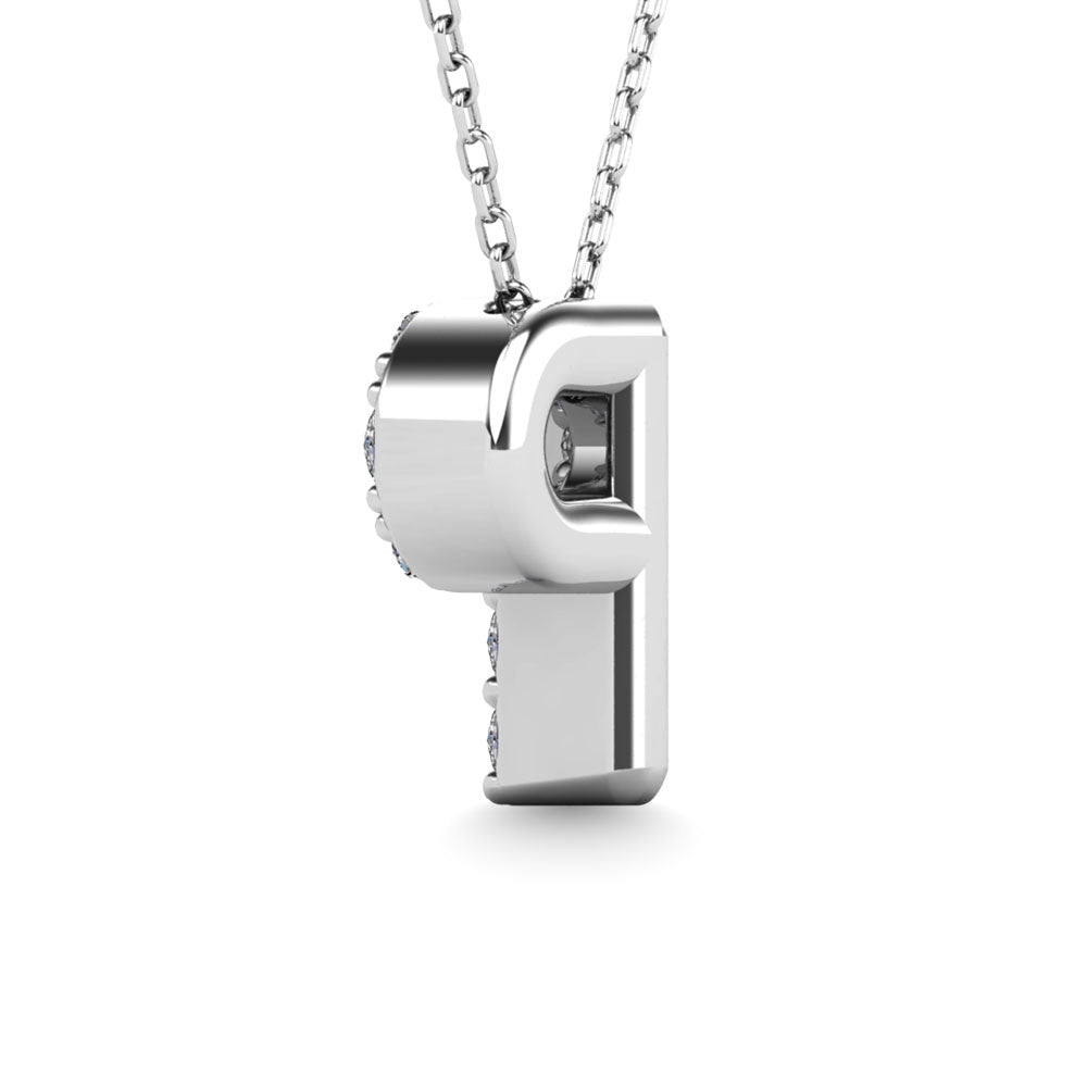 Diamond 1/10 Ct.Tw. Letter P Pendant in 14K White Gold