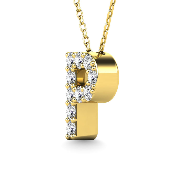 Diamond 1/10 Ct.Tw. Letter P Pendant in 14K Yellow Gold