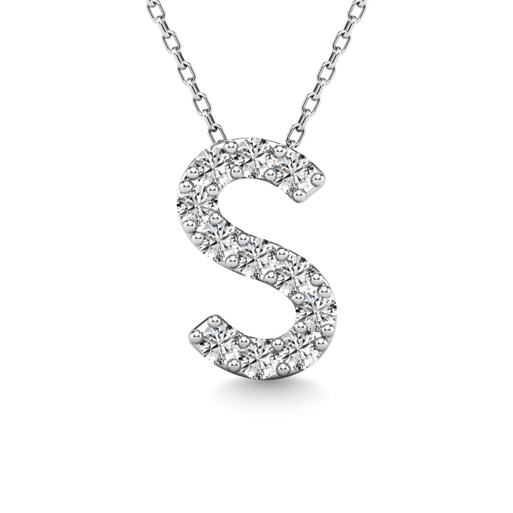 Diamond 1/10 Ct.Tw. Letter S Pendant in 14K White Gold