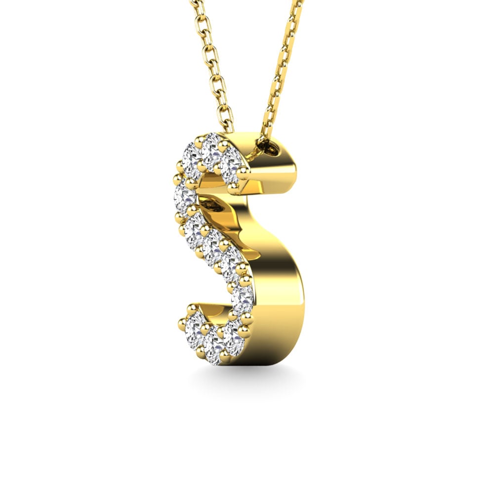 Diamond 1/10 Ct.Tw. Letter S Pendant in 14K Yellow Gold
