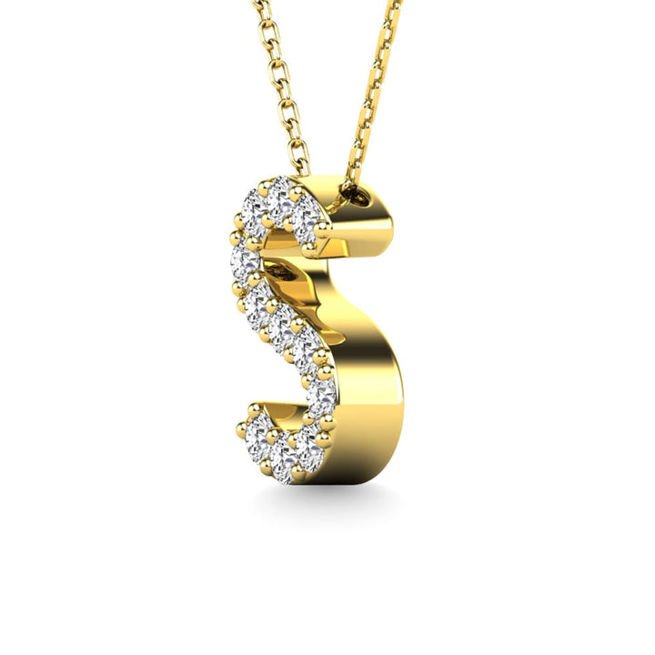 Diamond 1/10 Ct.Tw. Letter S Pendant in 14K Yellow Gold