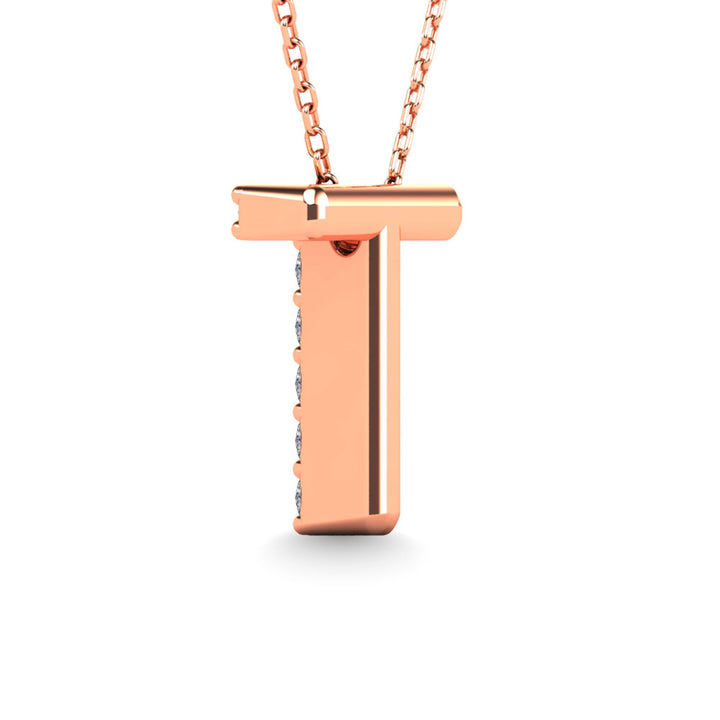 Diamond 1/10 Ct.Tw. Letter T Pendant in 14K Rose Gold